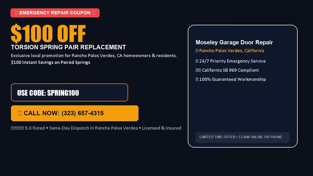 Moseley Garage Door Repairs $100 OFF Dual Torsion Spring Replacement