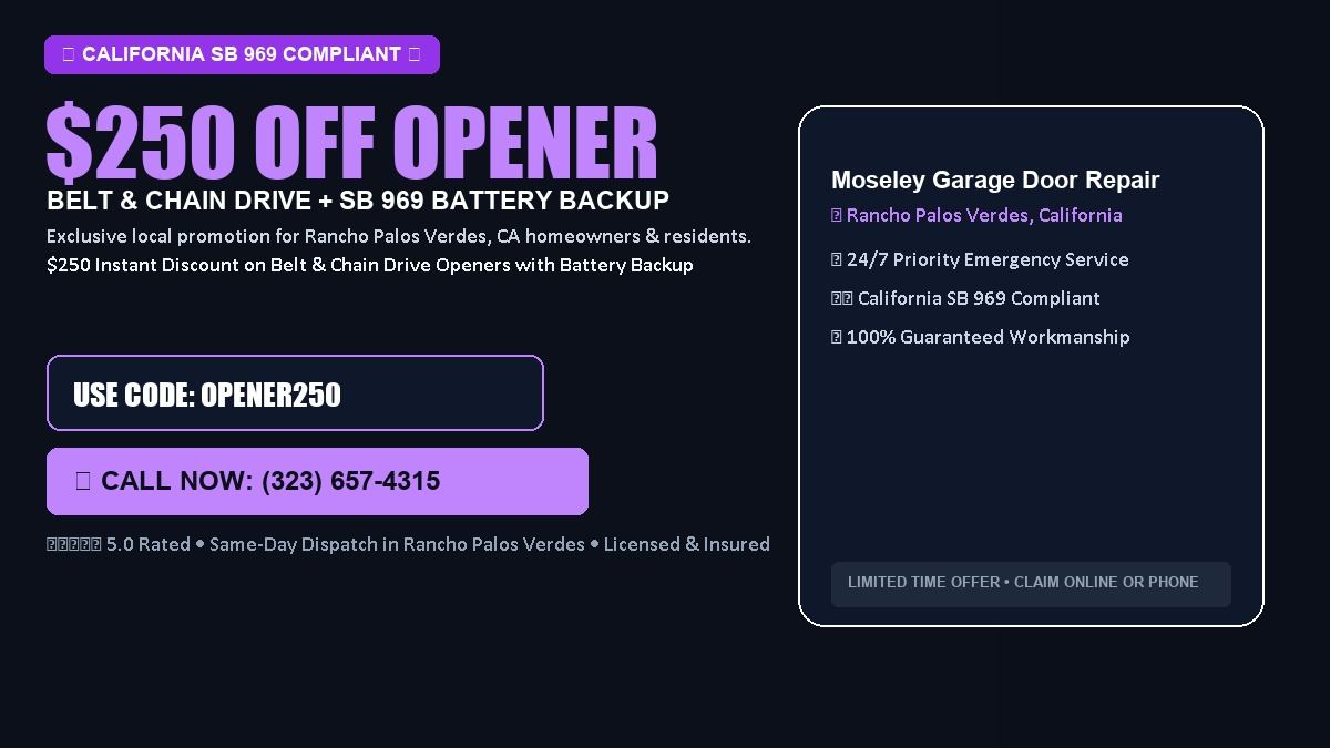 Moseley Garage Door Repairs $250 OFF Premium LiftMaster Opener Installation in Rancho Palos Verdes, CA
