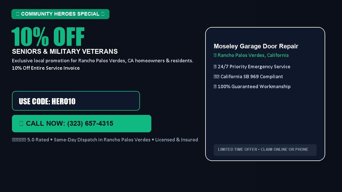 Moseley Garage Door Repairs 10% OFF Seniors & Military Veterans
